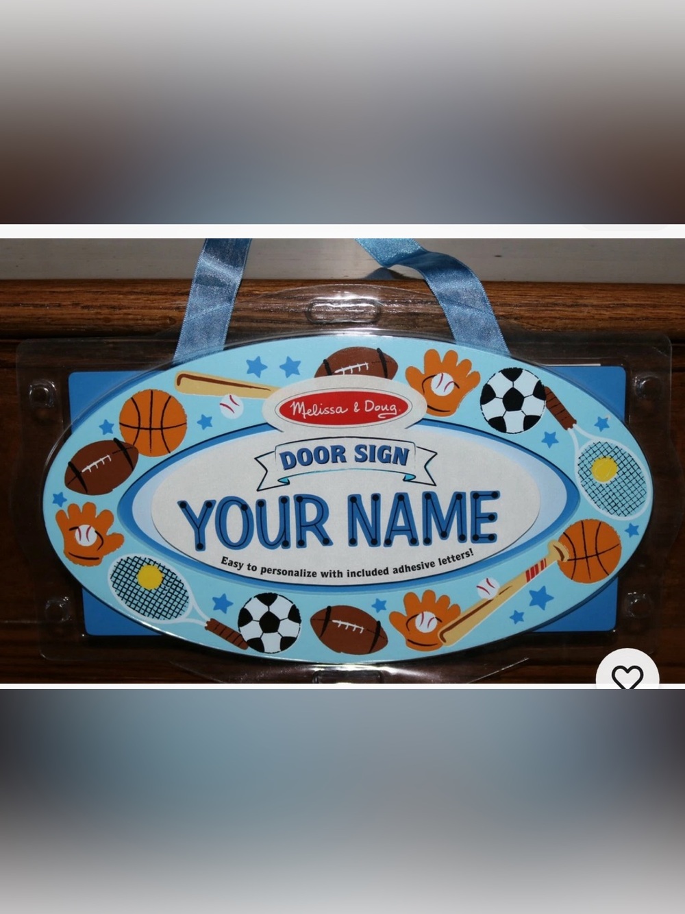 Melissa & Doug Personalized Sports Blue Door Sign - NWT